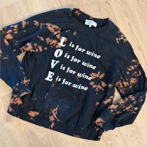 WILDFOX LOVE WINE Acid Wash Black Sweatshirt Size S